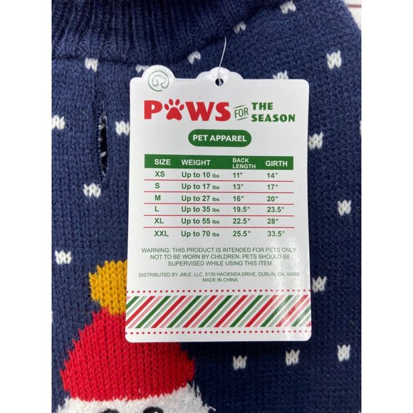 Paws For The Season Blue White Snowman Snowflakes Dog Cable Knit Christmas Sweat - Picture 6 of 7